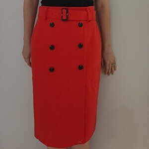 Ann Taylor Red Trench Skirt